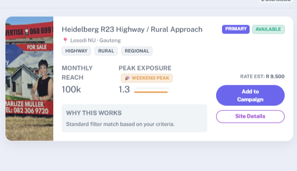 Smart Intent Search UI for Billboard Locations